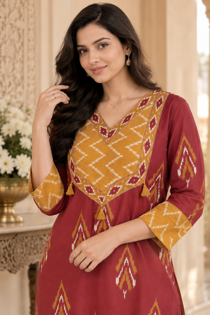 Ruhani Cotton kurta set for women ikkat
