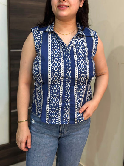 Short Cotton tunics for women Blue
