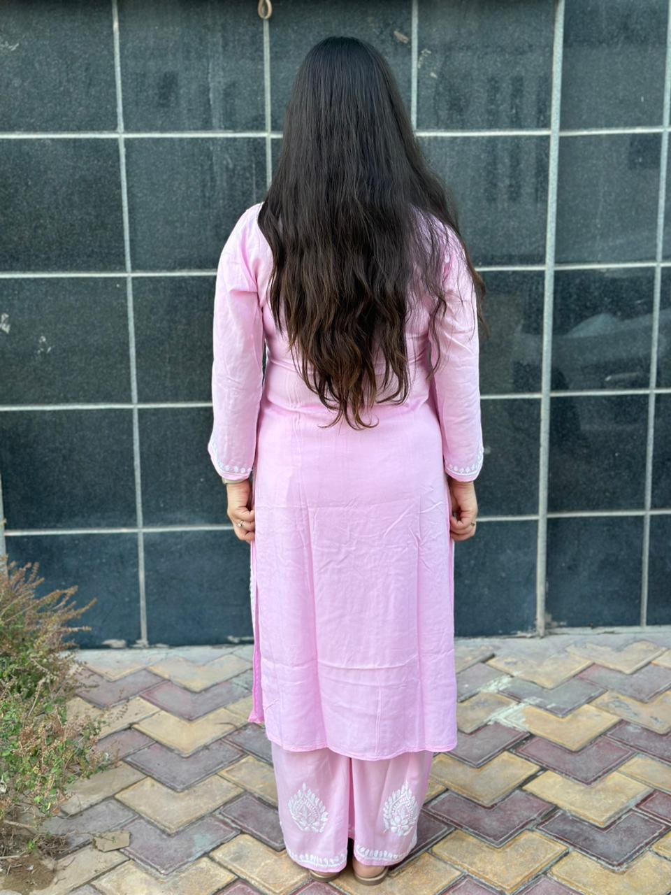 Modal chikankari kurta Set