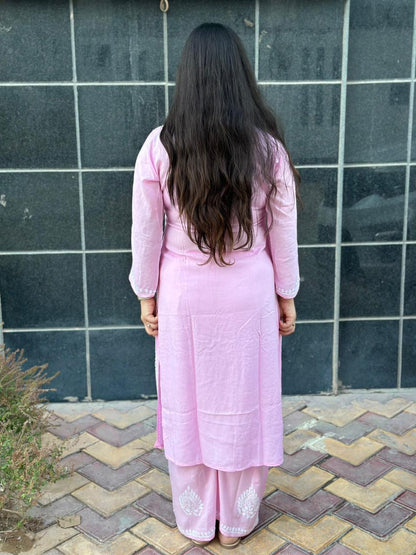 Modal chikankari kurta Set