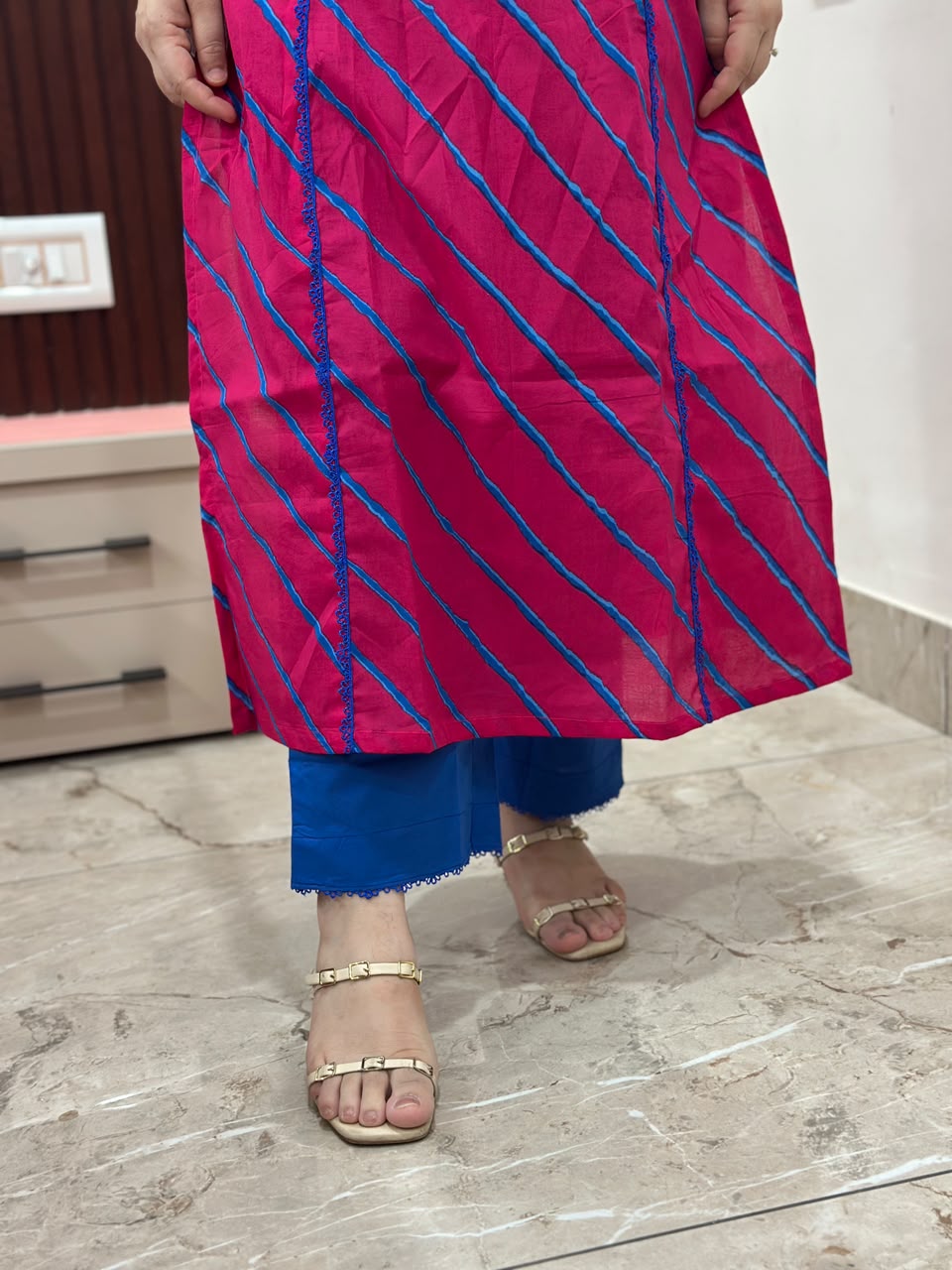 Gulzar lehriya cord set pink