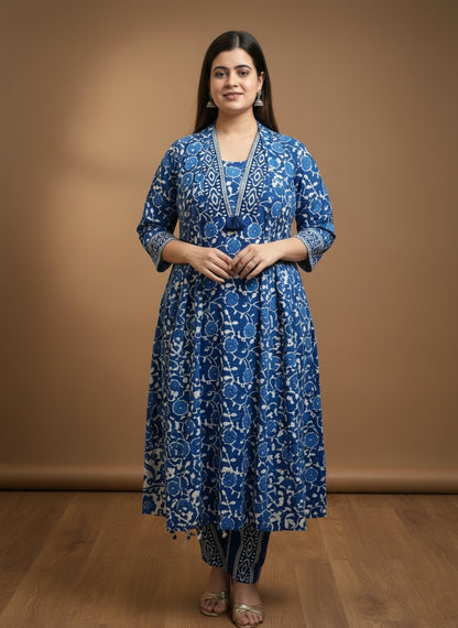 Indigo Cotton Suit For Women