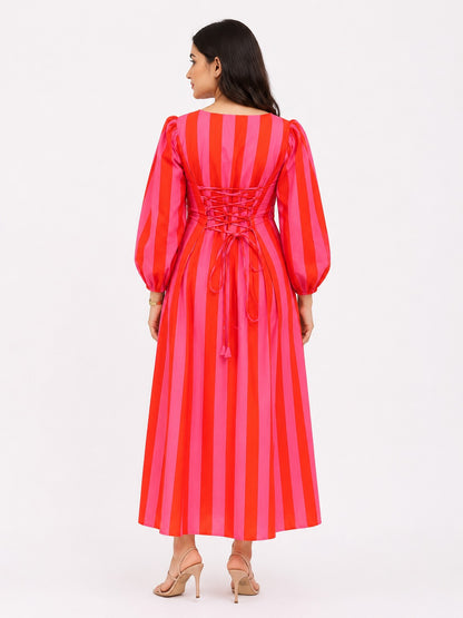 Inayat striped cotton dress for women