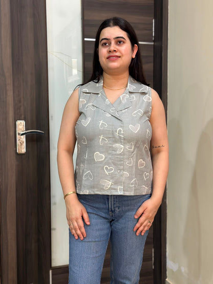 Short Cotton tunics for women Grey