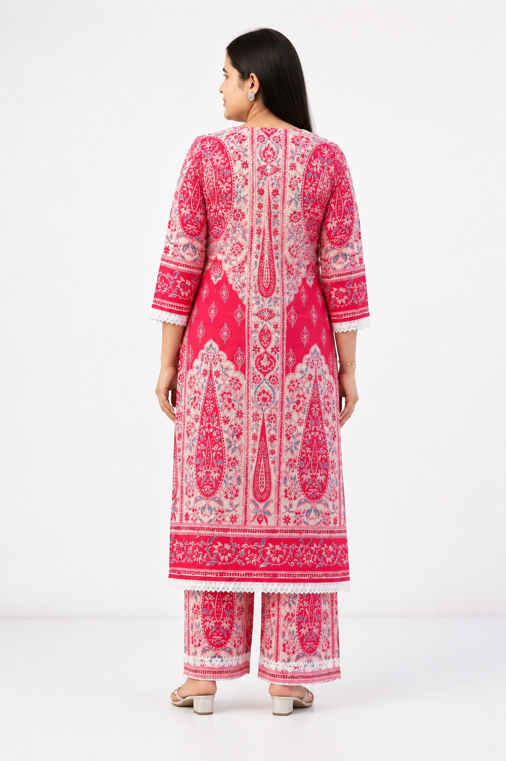 Gulzar kalamkari cotton cord set pink