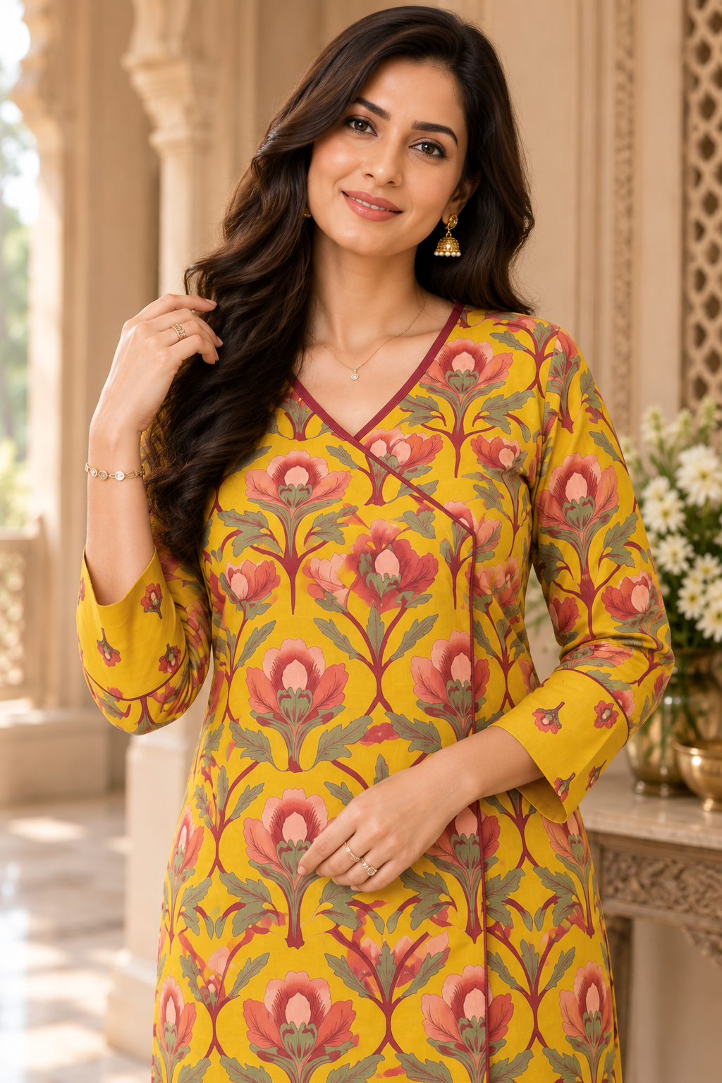 Ruhani Cotton kurta set for women yellow