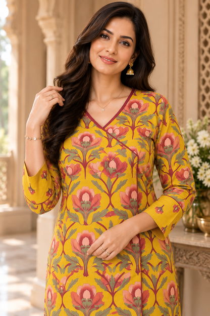 Ruhani Cotton kurta set for women yellow