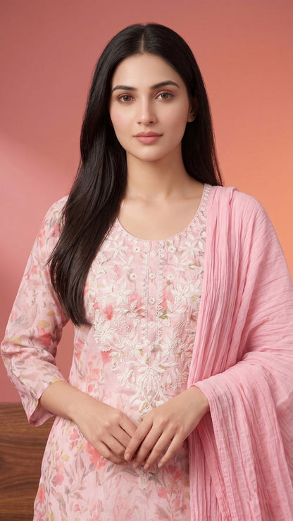 Jasmine Cotton kurta Set with dupatta