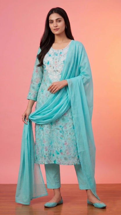 Jasmine Cotton kurta Set with dupatta