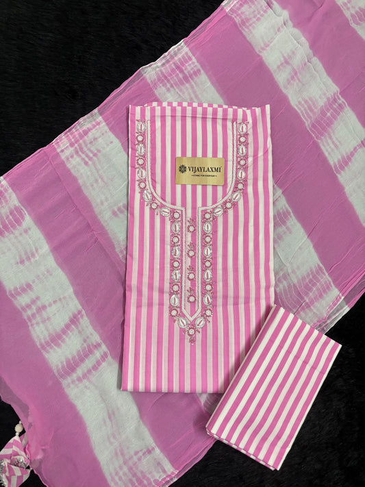 Cotton Suit Material with Chiffon Dupatta