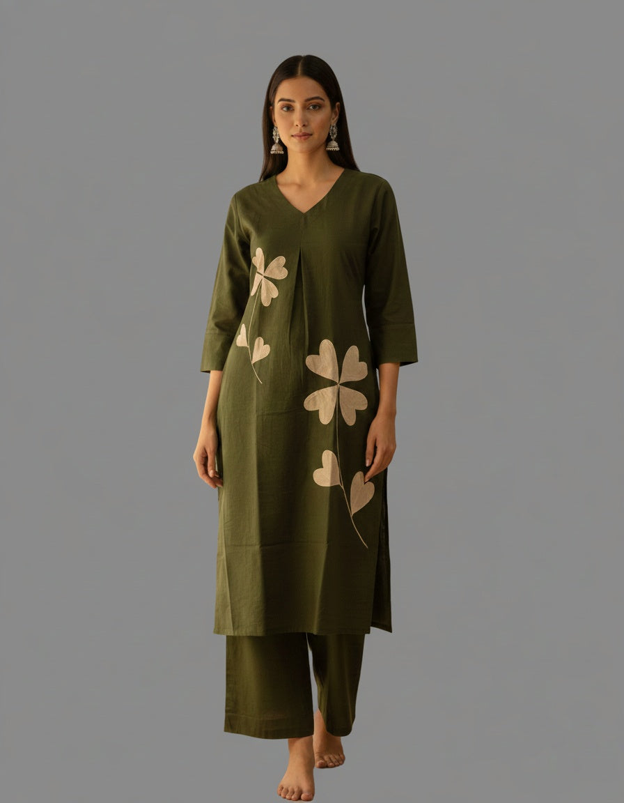 Amayra Cotton green kurta Set