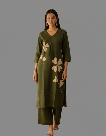 Amayra Cotton green kurta Set