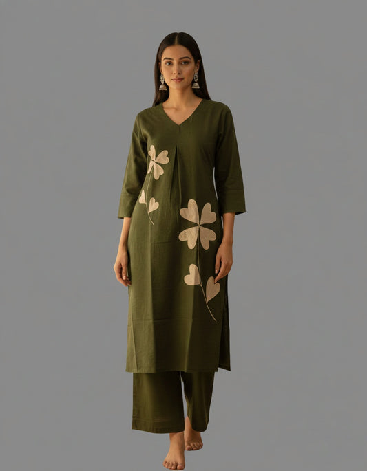 Amayra Cotton green kurta Set