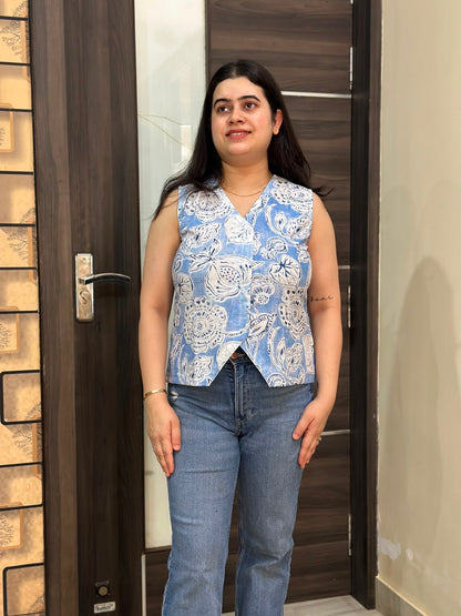 Short Cotton tunics for women Sky Blue