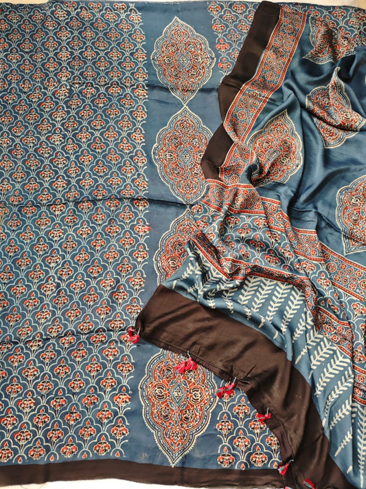 Modal Silk Ajrakh 2 Piece Unstitched Suit