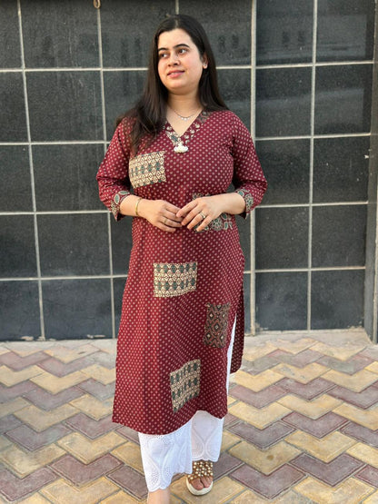 Airy Cotton kurti for women with patchwork