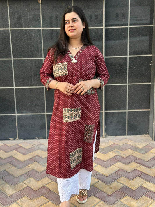 Airy Cotton kurti for women with patchwork