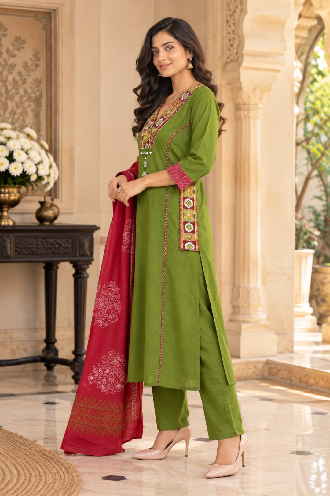 NAZAKAT cotton kurta set with pants & dupatta