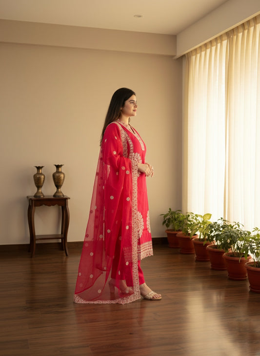 Muslin Silk Suit Set For Women