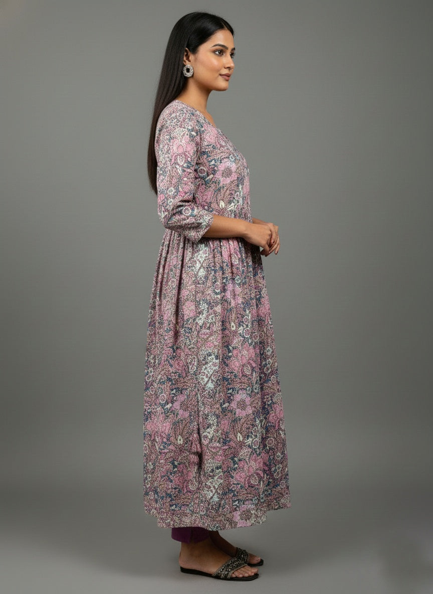 Pink Cotton Kurta Pant Set