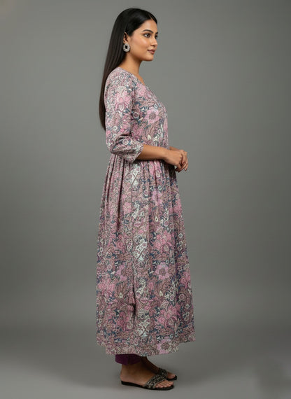 Pink Cotton Kurta Pant Set