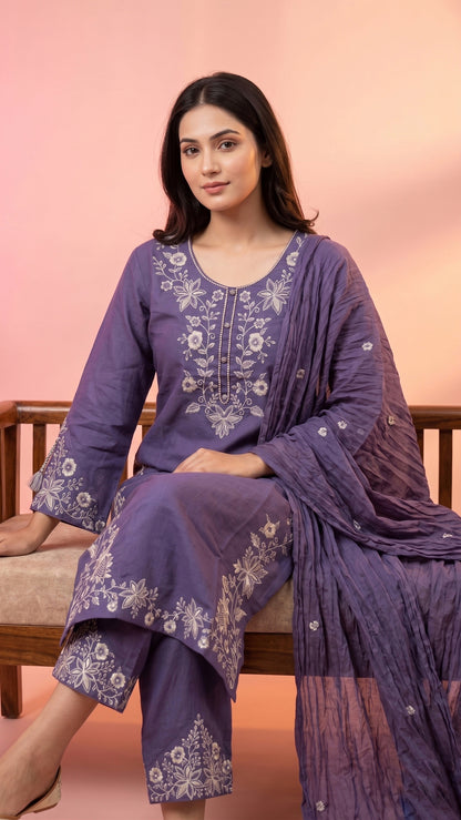 Jasmine Cotton kurta Set with dupatta