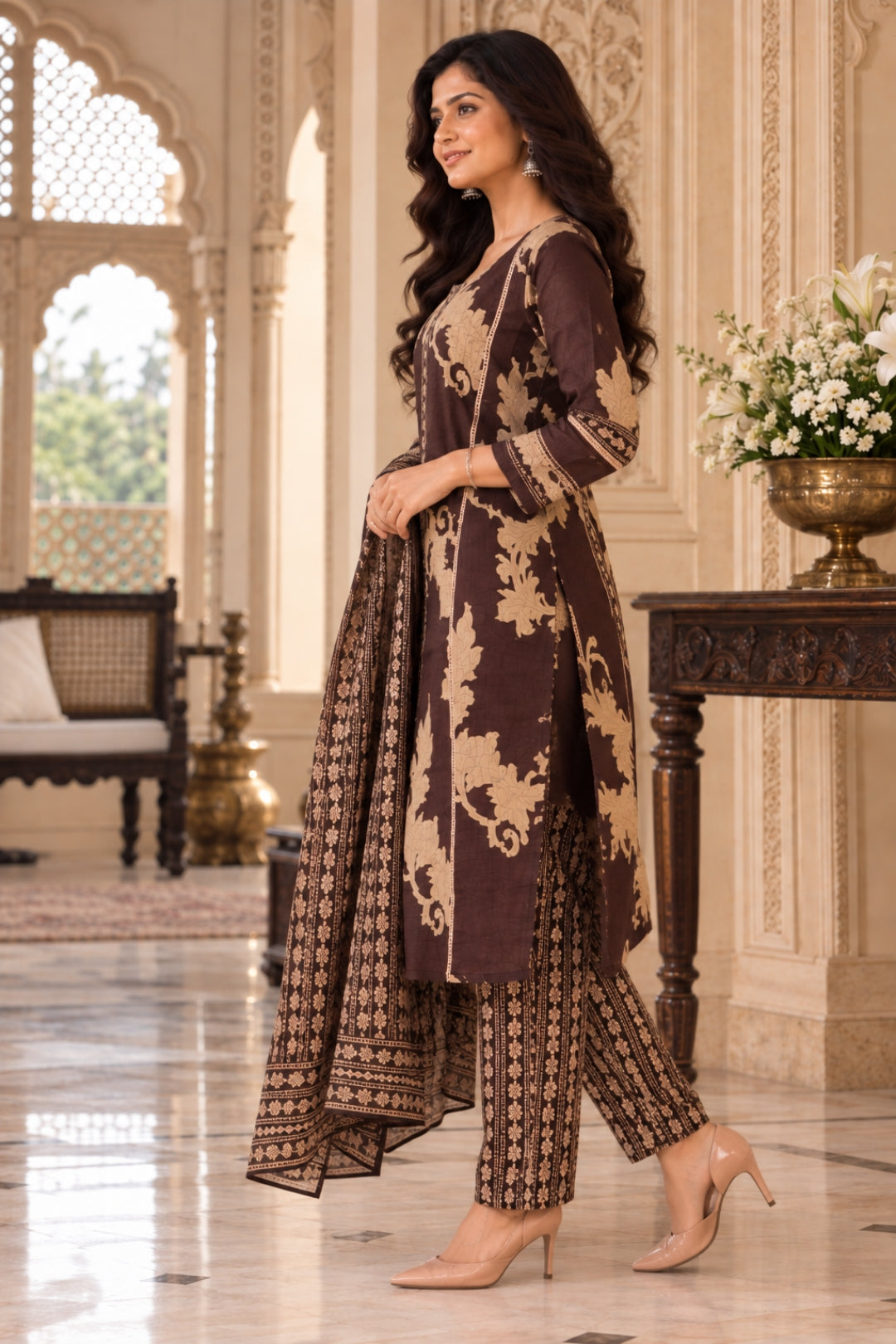 NAZAKAT cotton kurta set with pants & dupatta