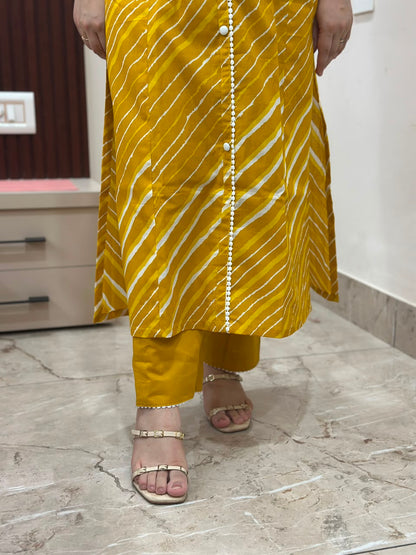 Gulzar lehriya cord set Mustard