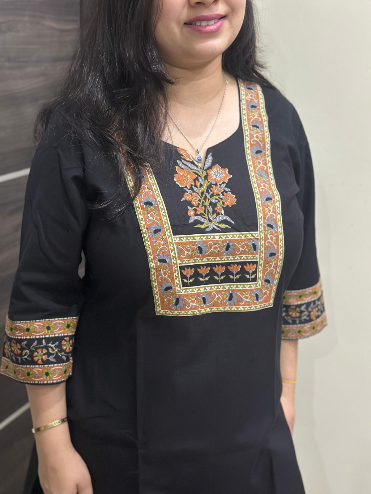 Ada pure cotton flex kurti for women black