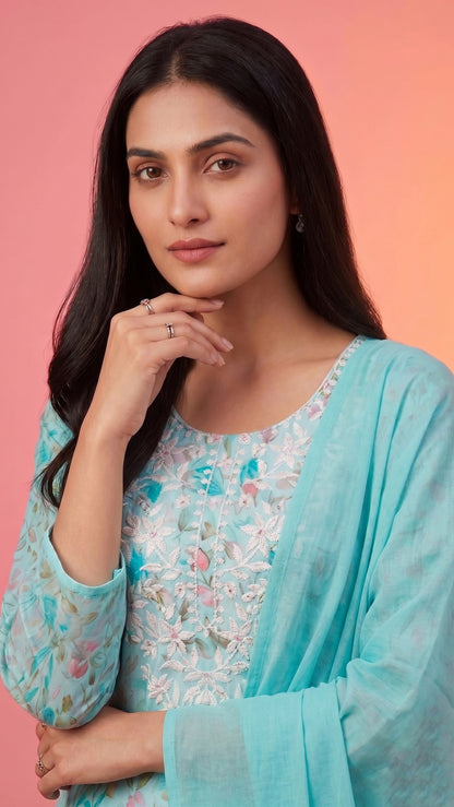 Jasmine Cotton kurta Set with dupatta