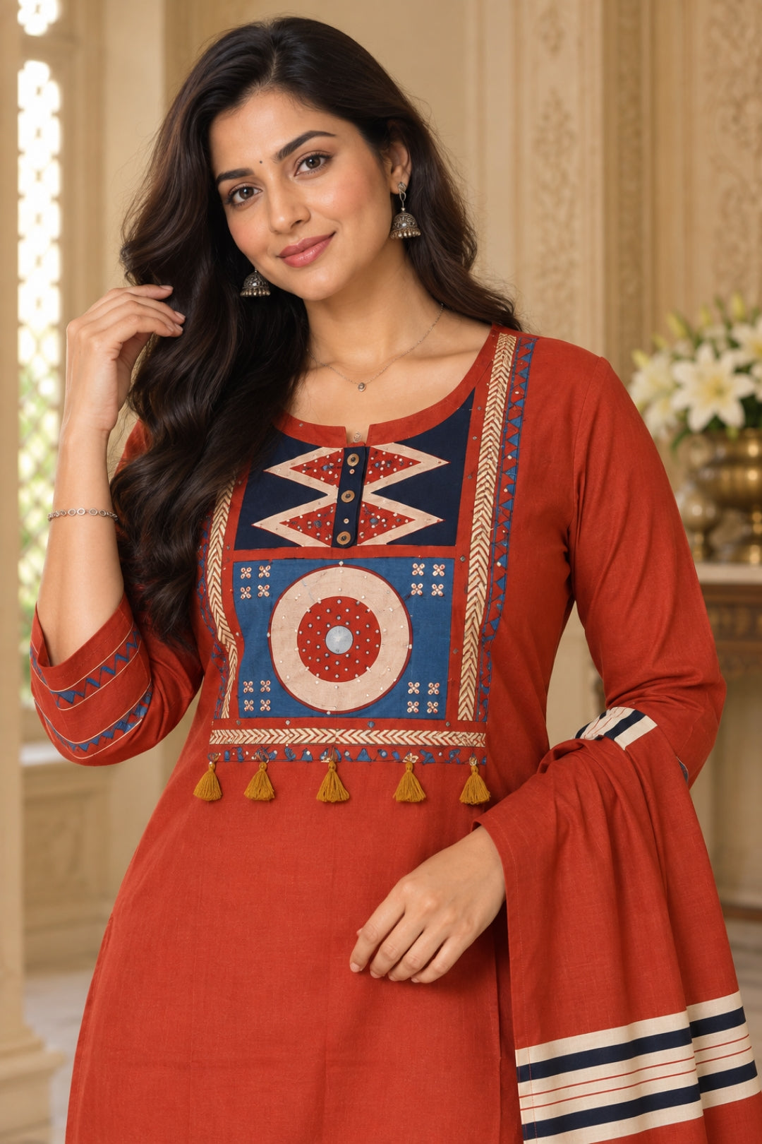 NAZAKAT cotton kurta set with pants & dupatta