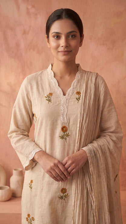 Jasmine Cotton kurta Set with dupatta