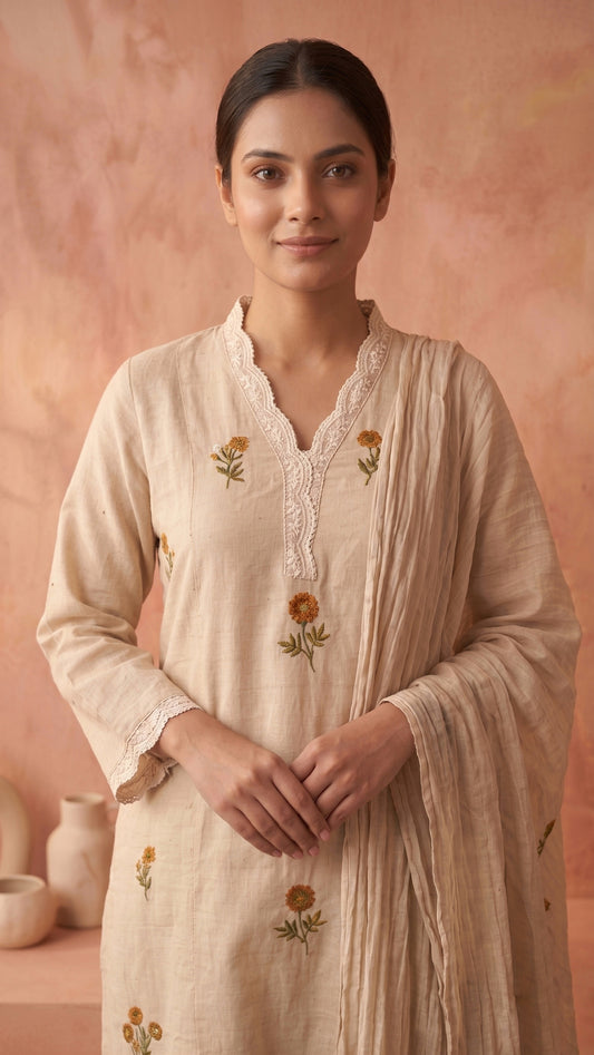 Jasmine Cotton kurta Set with dupatta