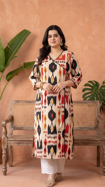 Breathable & Stylish Ikkat Print Cotton Kurti