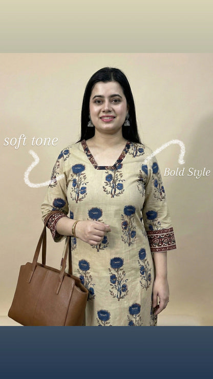 Airy Cotton Kurti for women blue