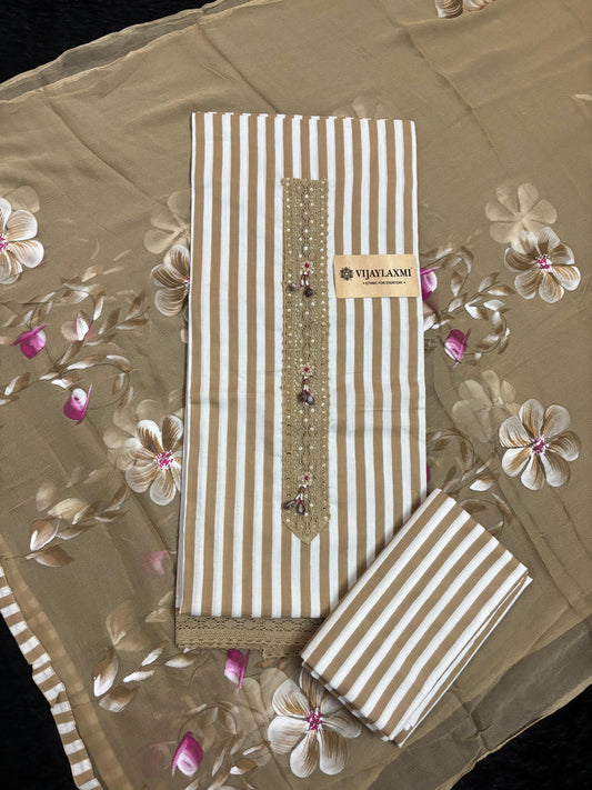 Cotton Suit Material with Chiffon Dupatta