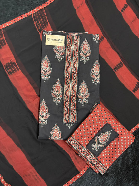 Cotton Suit Material with Chiffon Dupatta