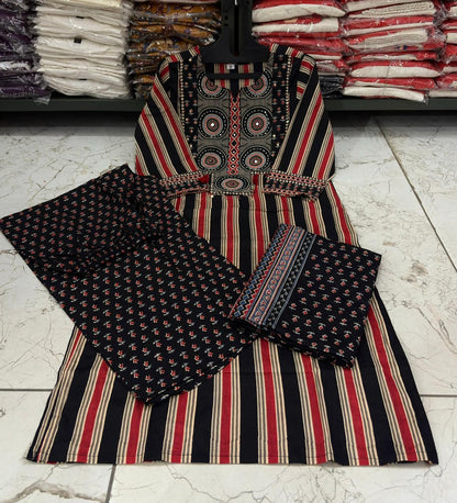 Amayra Cotton Kurta Patch Embroidery Work Kurti Pant And Dupatta