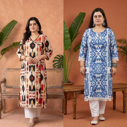 Airy cotton long kurta combo