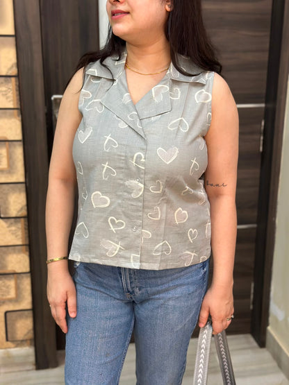 Short Cotton tunics for women Grey