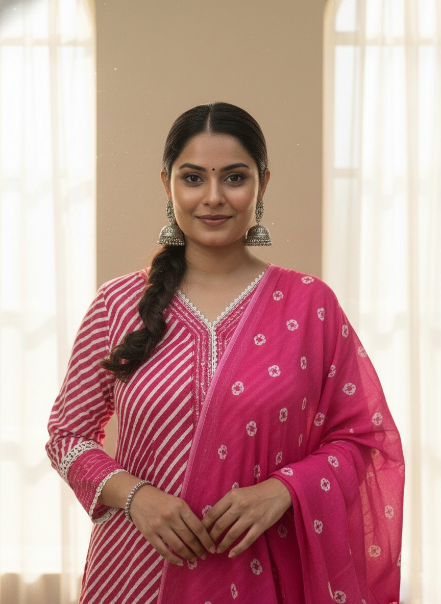 Premium Cotton Suit For Women Pink