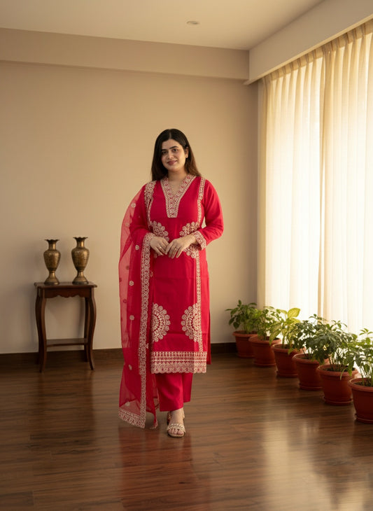 Muslin Silk Suit Set For Women