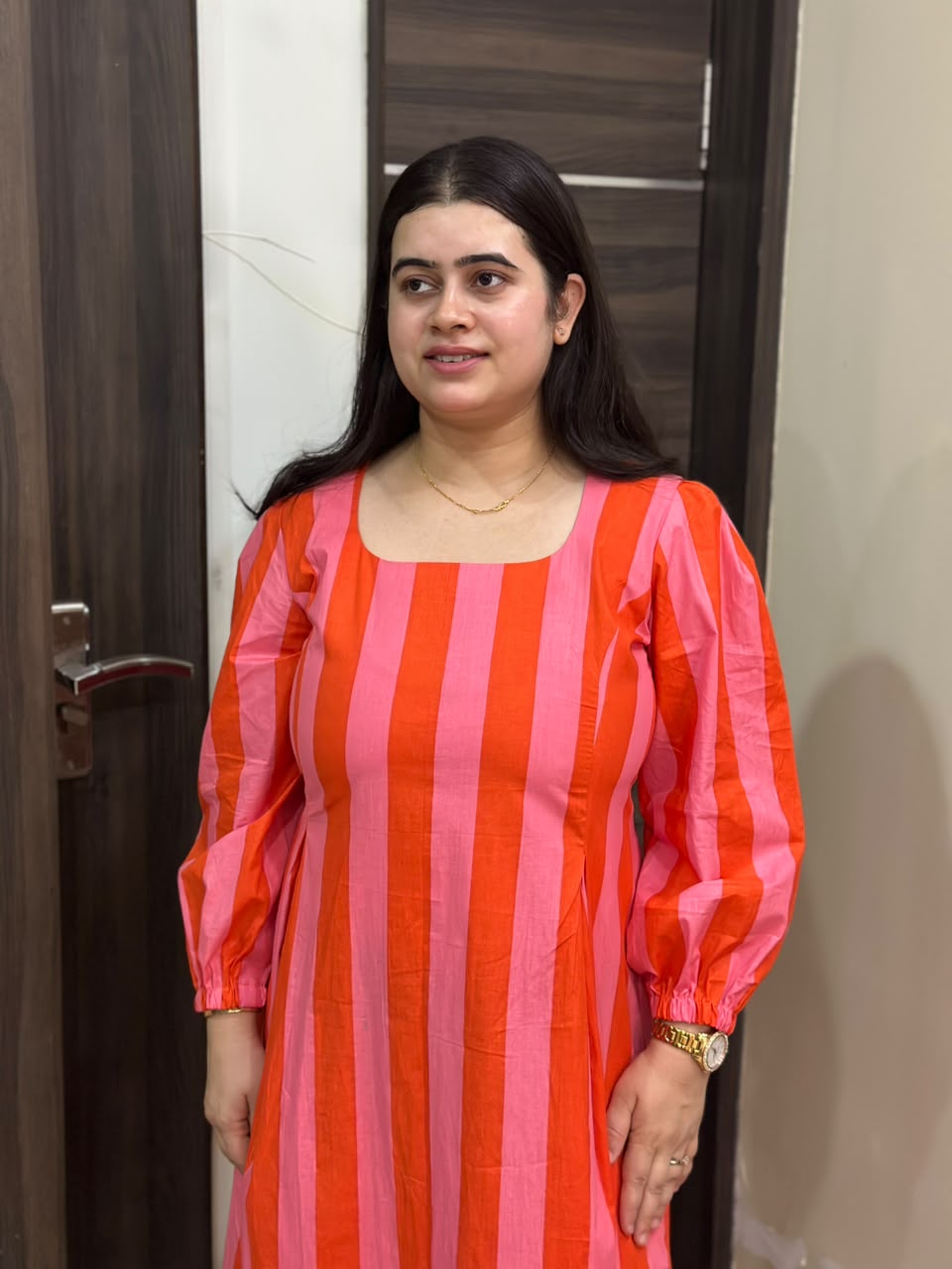 Inayat striped cotton dress for women
