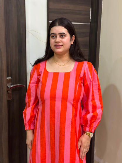 Inayat striped cotton dress for women