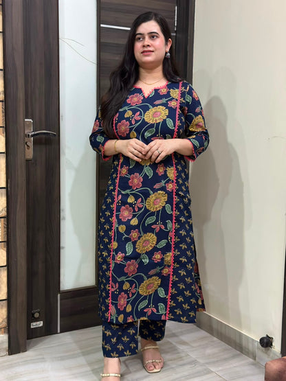 Mehar premium cotton Kurta & Pant blue