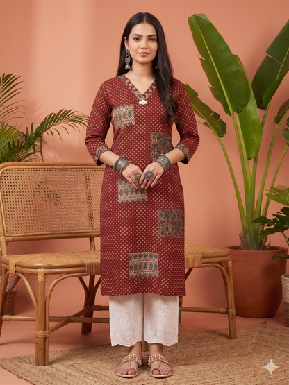 Airy Cotton kurti for women with patchwork