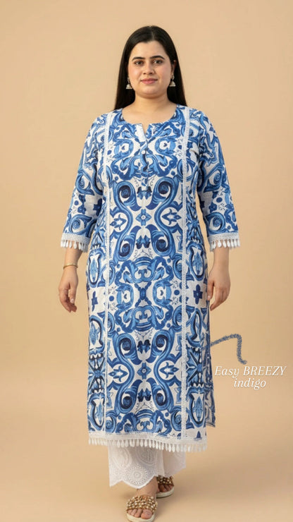 Airy Cotton kurti for women Indigo
