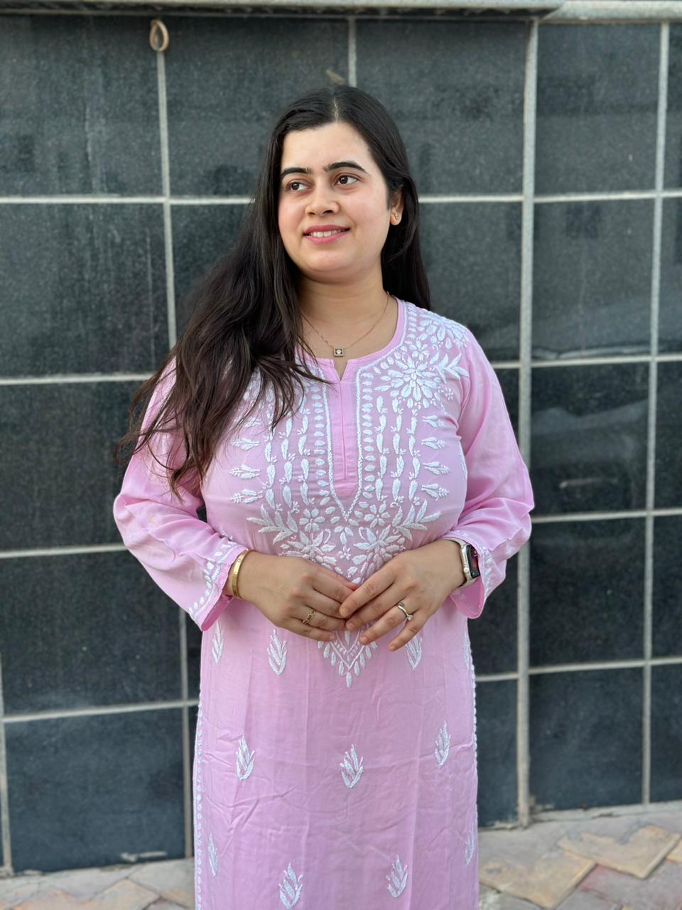 Modal chikankari kurta Set