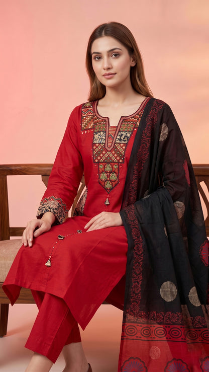 Jasmine Cotton kurta Set with dupatta