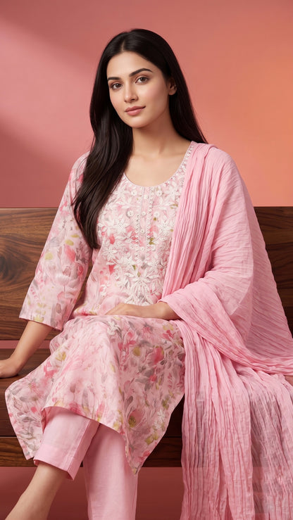 Jasmine Cotton kurta Set with dupatta